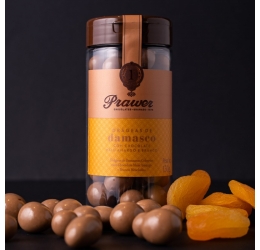 Tubo Drágeas de Damasco com Chocolate Meio Amargo e Branco 130g - Prawer